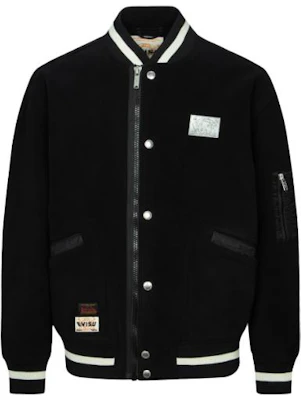EVISU FW23 Oversized Fleece Jacket with Logo & Seagull Patch in Black 2EAHTM3JK8072LFSH Order EVISU FW23 Oversized Fleece Jacket with Logo & Seagull Patch in Black 2EAHTM3JK8072LFSH