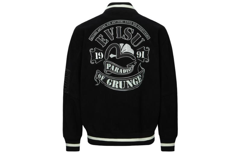EVISU FW23  Oversized Fleece Jacket with Logo & Seagull Patch in Black 2EAHTM3JK8072LFSH 圖 3