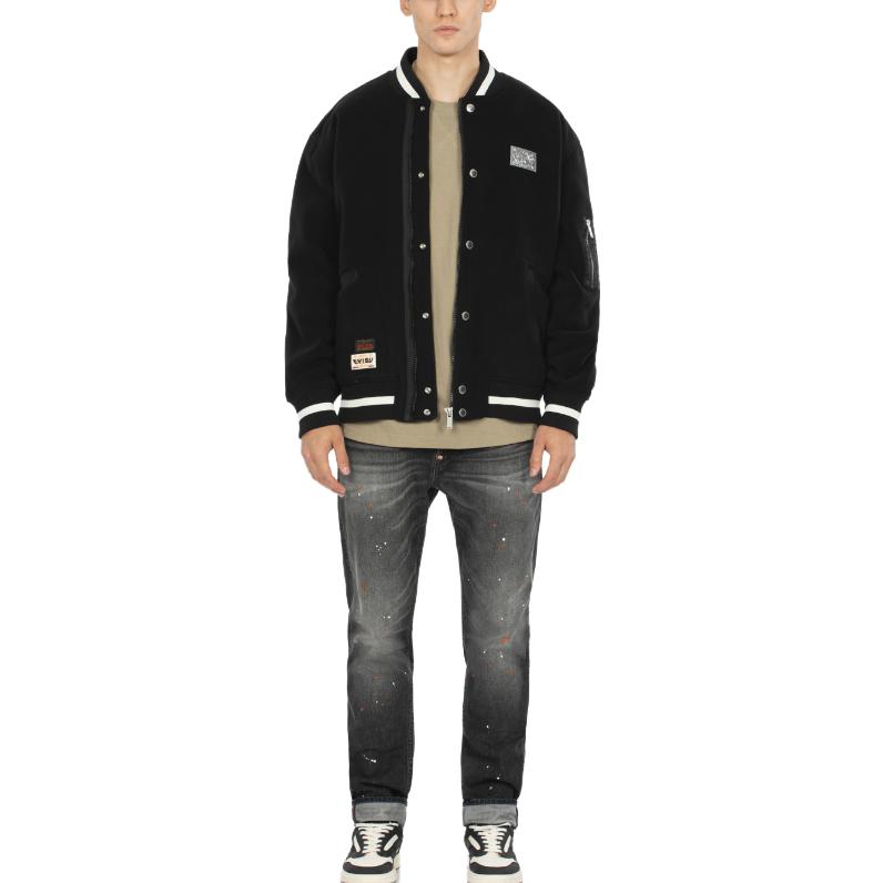 EVISU FW23  Oversized Fleece Jacket with Logo & Seagull Patch in Black 2EAHTM3JK8072LFSH 圖 4