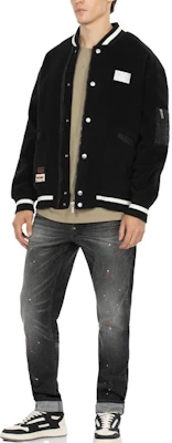 EVISU FW23 Oversized Fleece Jacket with Logo & Seagull Patch in Black 2EAHTM3JK8072LFSH Details for EVISU FW23 Oversized Fleece Jacket with Logo & Seagull Patch in Black 2EAHTM3JK8072LFSH