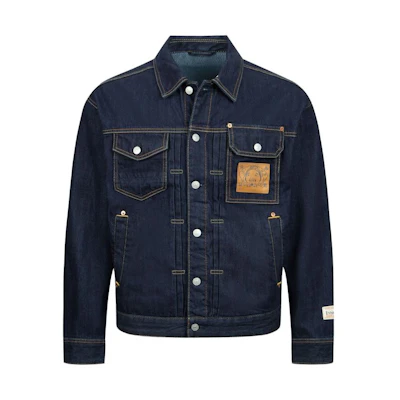 EVISU FW23 Printed Vintage Denim Jacket - Denim Blue 2EAADM2DJ799LFCT