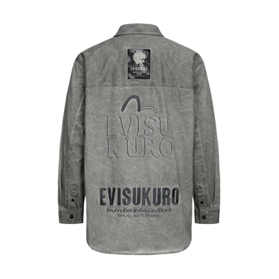 EVISU FW23 All-Over Embroidered Logo Slim Fit Denim Jacket Grey 2EAGNM3SJ5118RXCT
