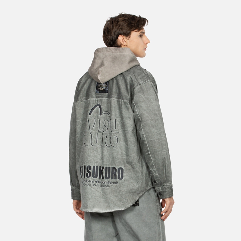 EVISU FW23 All-Over Embroidered Logo Slim Fit Denim Jacket  Grey 2EAGNM3SJ5118RXCT 圖 5
