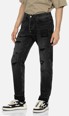 EVISU FW23 Vaqueros Negros Rectos con Letras y Detalles Desgastados para Hombre. 2EAHTM3JE890317CS Shop EVISU FW23 Vaqueros Negros Rectos con Letras y Detalles Desgastados para Hombre. 2EAHTM3JE890317CS