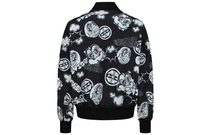 Lookbook 에비스 FW23 달마 프린트 컴포트 지퍼 야구 재킷 블랙 2ESHTM3JK712RXPLBKAO