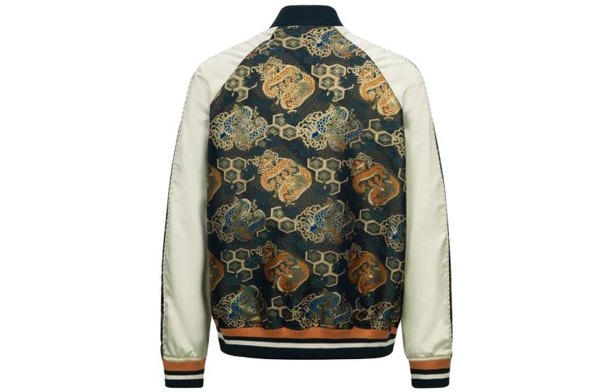 Lookbook Chaqueta Completa EVISU FW23 Hombre con Bordado Dorado y Patchwork Jacquard. 2EAHTM3JK7017LFPXMUNA
