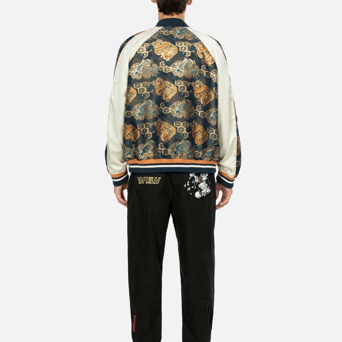 Purchase Chaqueta Completa EVISU FW23 Hombre con Bordado Dorado y Patchwork Jacquard. 2EAHTM3JK7017LFPXMUNA