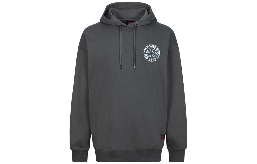 Lookbook EVISU 男款FW23灰色連帽衫，海鷗印花與刺繡Logo設計。 2EAHTM3SW7068LFCN