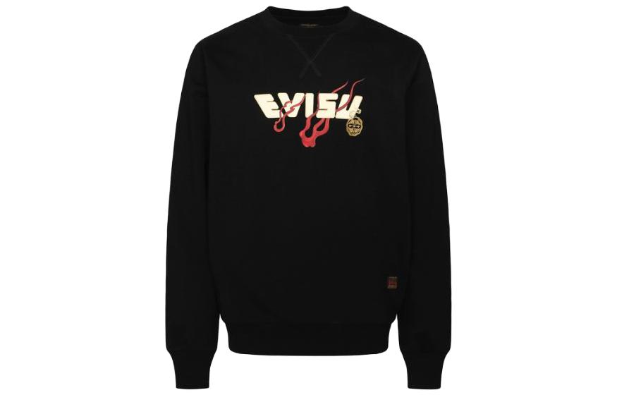 Lookbook EVISU FW23 레인보우 자수 빅 M 그래픽 블랙 긴팔 스웻셔츠 남성용 2EAADM2SW316XXCTB