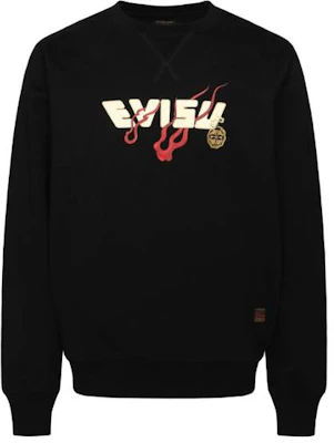 EVISU FW23 레인보우 자수 빅 M 그래픽 블랙 긴팔 스웻셔츠 남성용 2EAADM2SW316XXCTB Lookbook EVISU FW23 레인보우 자수 빅 M 그래픽 블랙 긴팔 스웻셔츠 남성용 2EAADM2SW316XXCTB