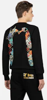 Details for EVISU FW23 Rainbow Embroidered Big M Graphic Black Long-Sleeve Sweatshirt Men 2EAADM2SW316XXCTB