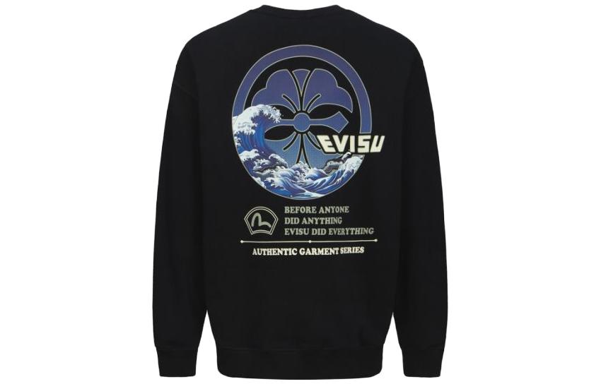 EVISU FW23 Seagull Wave Embroidered Crewneck Loose Sweatshirt Unisex 2EAHTM3SW7064LFCT
