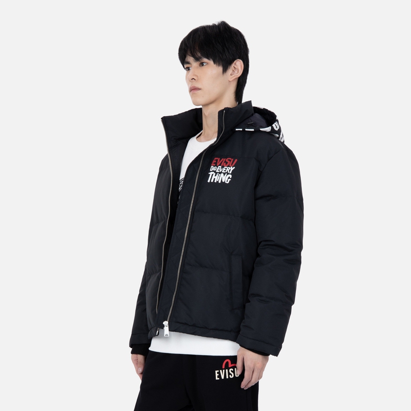 EVISU God of Fortune Logo Puffer Down Jacket Men Black 2EAHTM3NJ1909XXPL 圖 4
