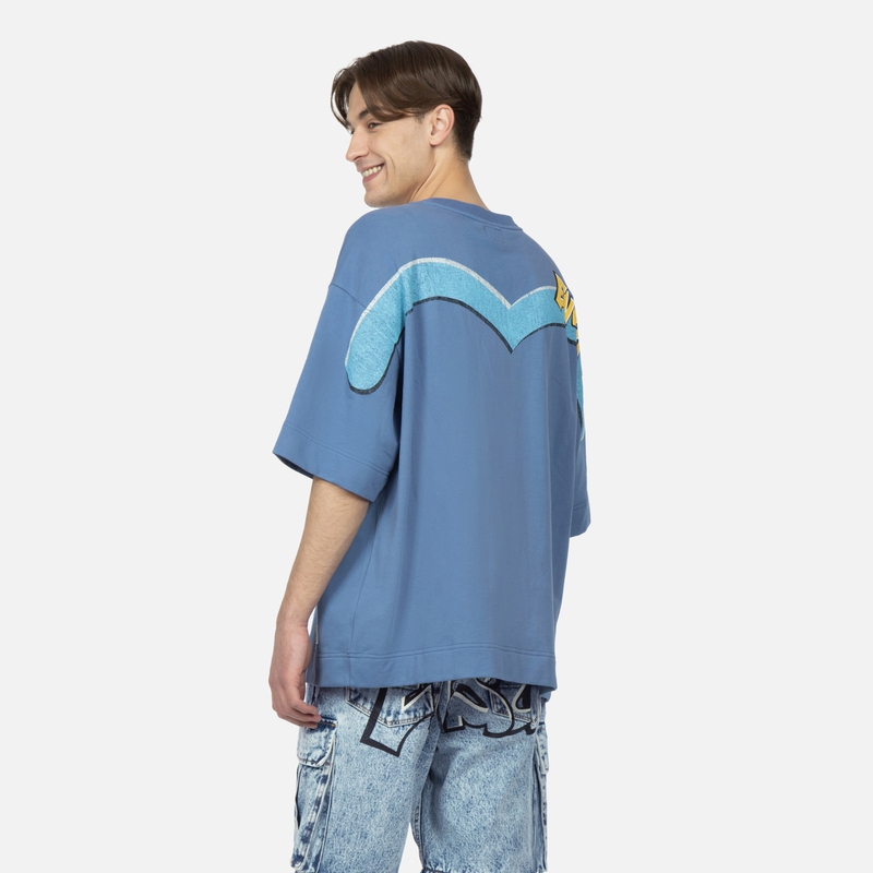 Purchase EVISU 海神塗鴉Logo男女短袖T恤 深藍色 2ESHTM3SW325OSCT