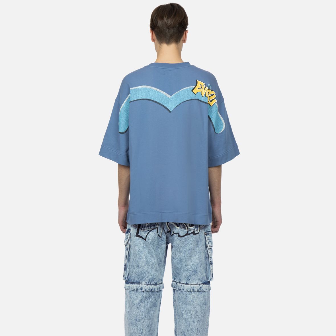 Sizing EVISU 海神塗鴉Logo男女短袖T恤 深藍色 2ESHTM3SW325OSCT