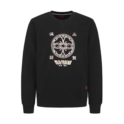 EVISU Gold Foil Big M Logo Relaxed Crewneck Sweatshirt Unisex 2eshtm1sw300