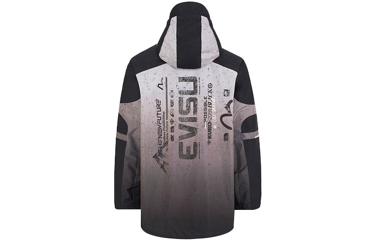 EVISU Gradient Gray Jacket with Seagull Logo and Waterdrop Pattern for Men 2ESGNM1JK752RX