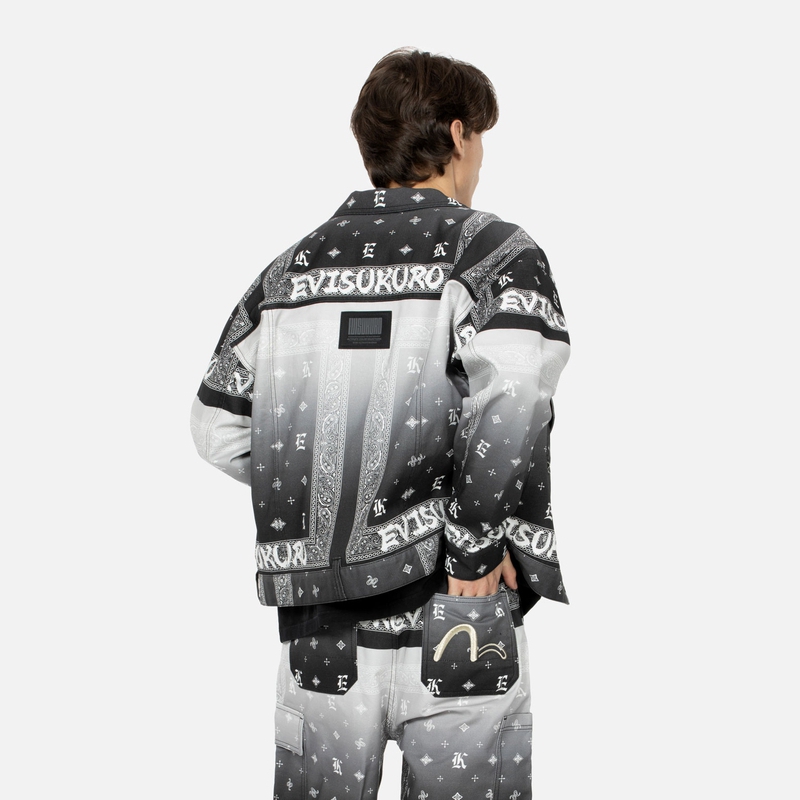 EVISU Gradient Paisley Print Oversized Trucker Jacket for Men. 2ESGNM4JK5086LFCT 圖 5