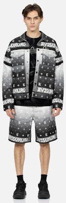 EVISU Gradient Paisley Print Oversized Trucker Jacket for Men. 2ESGNM4JK5086LFCT Details for EVISU Gradient Paisley Print Oversized Trucker Jacket for Men. 2ESGNM4JK5086LFCT