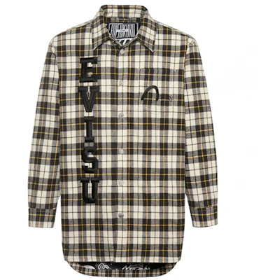 EVISU Graffiti Embroidered Plaid Flannel Loose Jacket Men’s Black White 1EAGNM9JK753XX Order EVISU Graffiti Embroidered Plaid Flannel Loose Jacket Men’s Black White 1EAGNM9JK753XX
