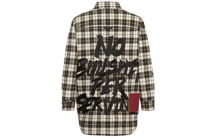EVISU Graffiti Embroidered Plaid Flannel Loose Jacket Men’s Black White 1EAGNM9JK753XX 圖 3
