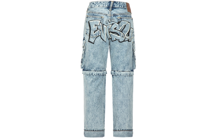 EVISU Graffiti Logo Detachable Wide-Leg Jeans  Denim Blue. 2ESHTM3JE124FFCT 圖 3
