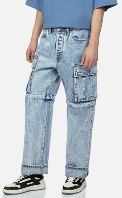 EVISU Jeans Wide-Leg Graffiti Logo Biru Denim dengan Desain Lepas-Pasang. 2ESHTM3JE124FFCT Shop EVISU Jeans Wide-Leg Graffiti Logo Biru Denim dengan Desain Lepas-Pasang. 2ESHTM3JE124FFCT