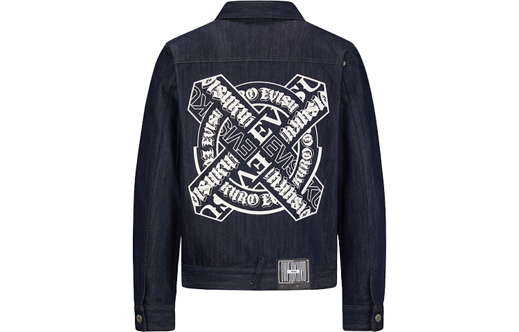 EVISU Graphic Print Straight-Cut Denim Jacket  - Denim Blue 2ESGNM0DJ769XXINDX