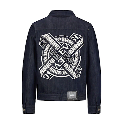 EVISU Graphic Print Straight-Cut Denim Jacket - Denim Blue 2ESGNM0DJ769XXINDX