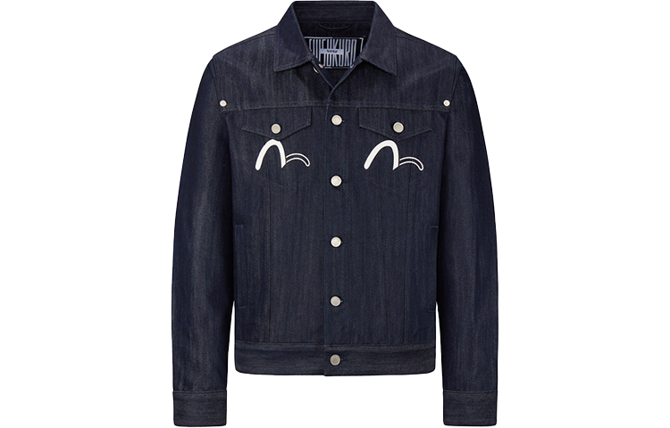 EVISU Graphic Print Straight-Cut Denim Jacket  - Denim Blue 2ESGNM0DJ769XXINDX 圖 3