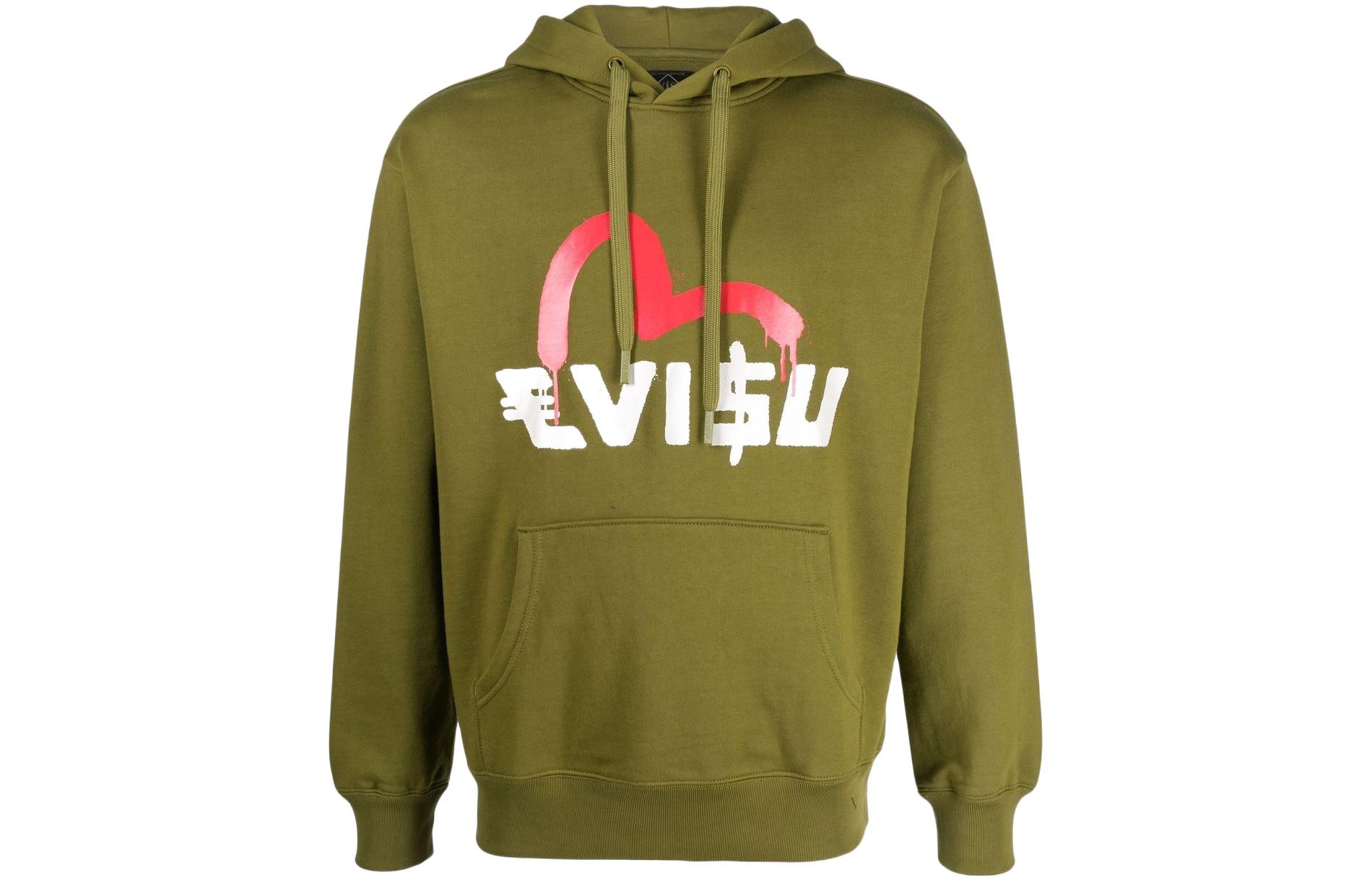 EVISU Green Hoodie with Logo Print 2EAEBM1SW443LFKH