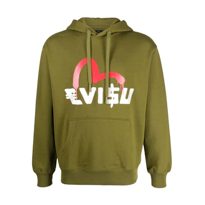 EVISU Green Hoodie with Logo Print 2EAEBM1SW443LFKH