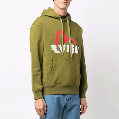 EVISU 綠色連帽衫搭配標誌印花 2EAEBM1SW443LFKH Shop EVISU 綠色連帽衫搭配標誌印花 2EAEBM1SW443LFKH