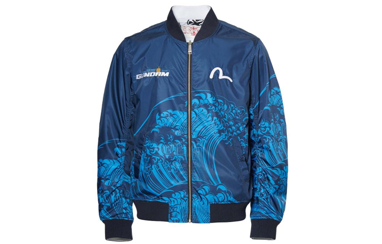 EVISU Gundam Printed Reversible Bomber Jacket Men’s Blue White Dual Tone 2EAGUM0JK740XX