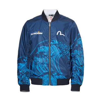 EVISU Gundam Printed Reversible Bomber Jacket Men’s Blue White Dual Tone 2EAGUM0JK740XX