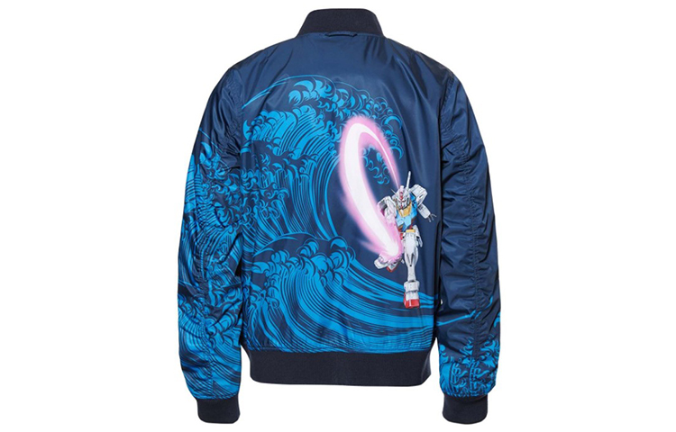 Lookbook 에비수 건담 프린트 리버시블 봄버 재킷 남성 블루 화이트 투톤 2EAGUM0JK740XX