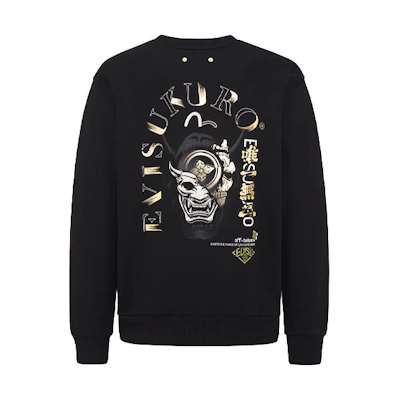EVISU Hannya Oni Montage Print Sweatshirt Black 2ESGNM1SW322LF
