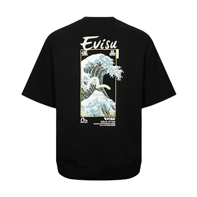 EVISU Japanese Wave & Seagull Print Crewneck Short-Sleeve Sweatshirt Men 2ESHTM4WS7058RXCT