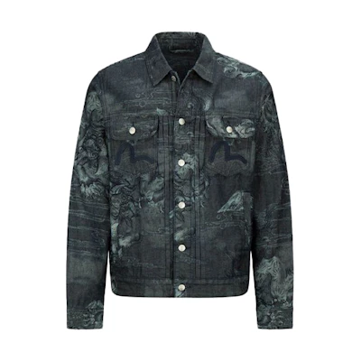 EVISU Kamidog Mountain Jacquard Denim Jacket Denim Blue 2ESHTM2DJ703XXCT