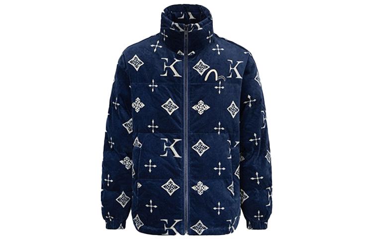 EVISU KURO All-Over Logo Velvet Jacket Navy Blue 2EAGNM1JK758OSVQ