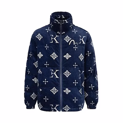EVISU KURO All-Over Logo Velvet Jacket Navy Blue 2EAGNM1JK758OSVQ