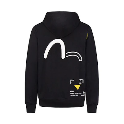 EVISU KURO AW20 Embossed Logo Pullover Hoodie Black 2EAGNM0SW357XX