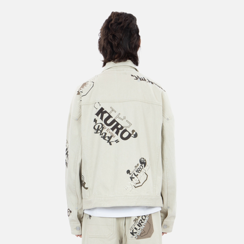 EVISU KURO AW22 All-Over Print Denim Jacket Men’s Oatmeal Color 2EAGNM2DJ773FFCT 圖 5