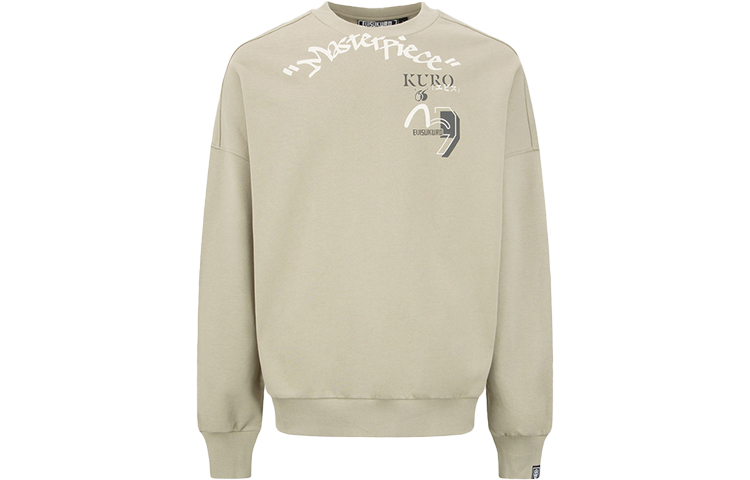 EVISU KURO AW22 Graffiti Slogan Print Khaki Crewneck Sweatshirt - 2EAGNM2SW460LFCT