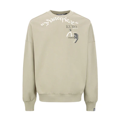 EVISU KURO AW22 Graffiti Slogan Print Khaki Crewneck Sweatshirt - 2EAGNM2SW460LFCT