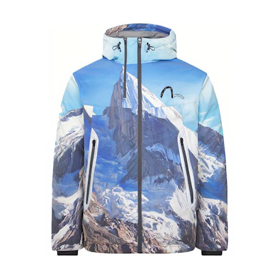 EVISU KURO FW22 Snowy Mountain Print Down Jacket Multicolor . 2EAGNM2NJ704XXPL