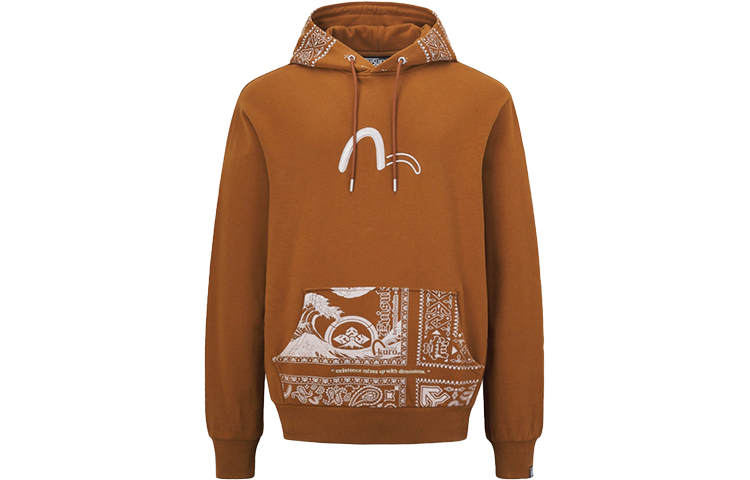 EVISU KURO Paisley Logo Embroidered Hoodie Brown Fashion 2EAGNM1SW430LFCT