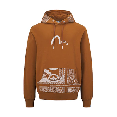 EVISU KURO Paisley Logo Embroidered Hoodie Brown Fashion 2EAGNM1SW430LFCT