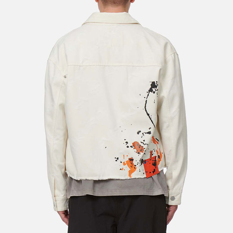 EVISU KURO SS22  Spray-Paint Denim Jacket Off-White With Raw Hem. 2ESGNM2DJ751LFCP 圖 5
