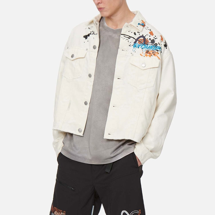 EVISU KURO SS22  Spray-Paint Denim Jacket Off-White With Raw Hem. 2ESGNM2DJ751LFCP 圖 6